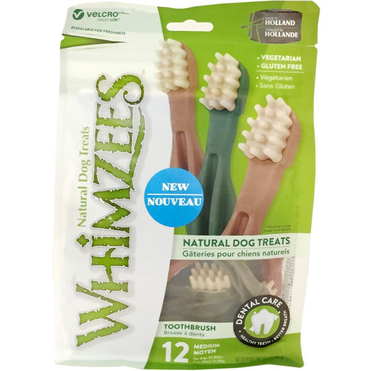 Whimzees All Natural Dog Dental Chews - Toothbrush Medium 12pcs