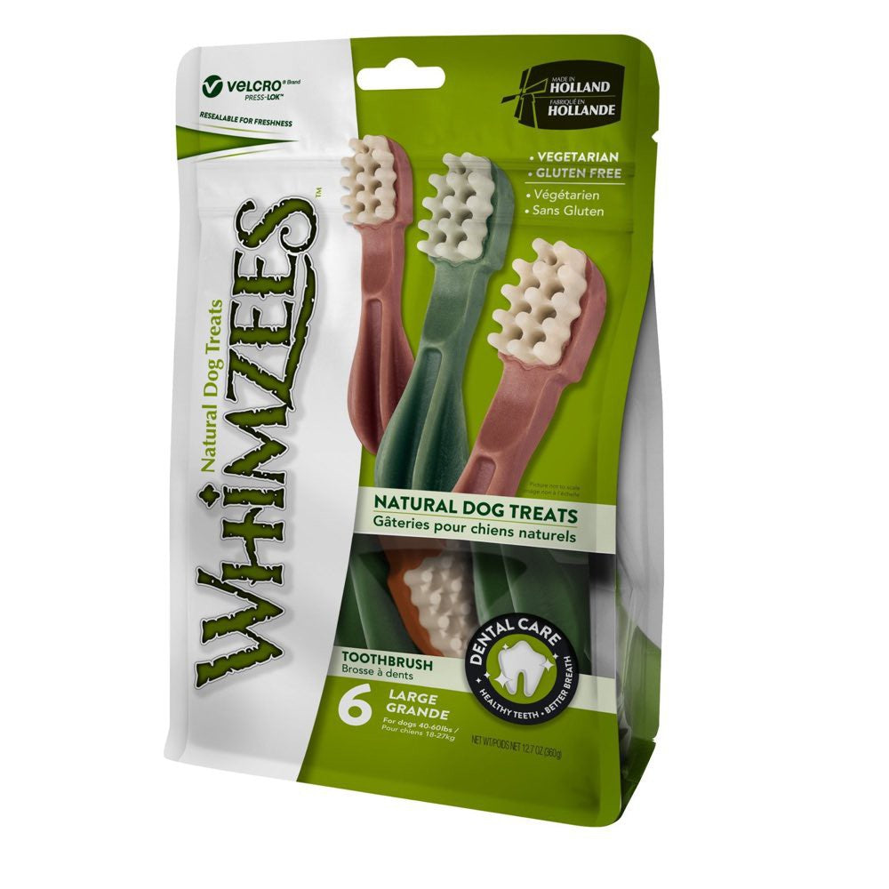 Whimzees All Natural Dog Dental Chews - Toothbrush Large 6pcs